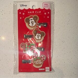 Daiso Disney Christmas mickey and Minnie gingerbread Hair Clip Set